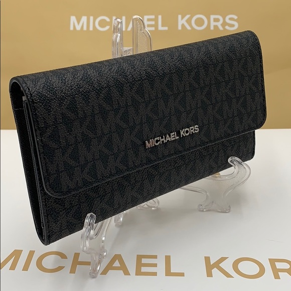 MICHAEL KORS JET SET TRAVEL LG TRIFOLD BLACK - Picture 11 of 16